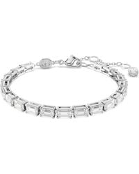 Swarovski - Pulsera tennis matrix, talla baguette, blanca, baño de rodio - Lyst