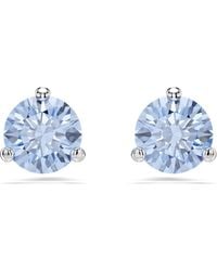 Swarovski - Solitaire Stud Earrings, Light, Rhodium Plated - Lyst