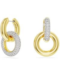Swarovski - Orecchini a cerchio dextera, anello concatenato, bianchi, placcato color oro - Lyst