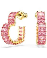 Swarovski - Matrix Baguette Cut Heart Hoop Earrings - Lyst