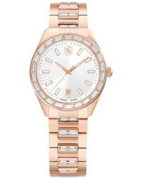 Swarovski - Matrix Date Watch, Swiss Made, Metal Bracelet, Rose-Tone Finish - Lyst