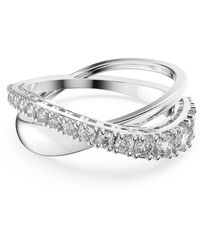 Swarovski - Anello a righe intrecciate in rodio bianco - Lyst