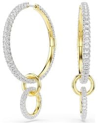 Swarovski - Orecchini a cerchio dextera, taglio round, bianchi, placcato color oro - Lyst