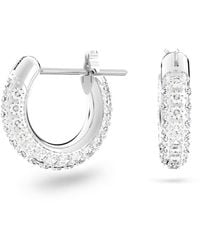 Swarovski - Dextera Hoop Earrings, Pavé, Small, Rhodium Plated - Lyst