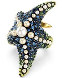 Swarovski - Anello cocktail idyllia, crystal pearls, stella marina, multicolore, placcato color oro - Lyst