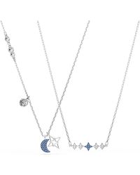 Swarovski - Symbolica Necklace, Round Cut, Moon, Rhodium Plated - Lyst