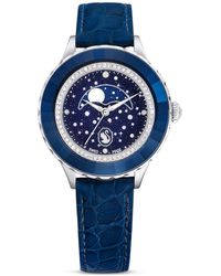 Swarovski - Octea Moon Watch, Swiss Made, Moon, Leather Strap, Stainless Steel - Lyst