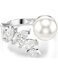 Swarovski - Mesmera Open Ring, Crystal Pearl, Marquise Cut, Rhodium Plated - Lyst