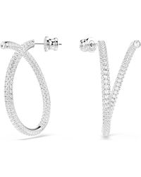 Swarovski - Orecchini a cerchio dextera, taglio round, bianchi, placcato rodio - Lyst