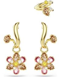 Swarovski - Idyllia ohrringe, set (3), verschiedene schliffe, blume, mehrfarbig, goldlegierungsschicht - Lyst