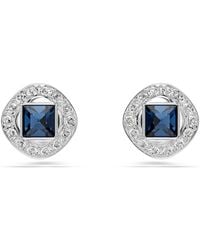 Swarovski - Una Angelic Stud Earrings, Square Cut, Rhodium Plated - Lyst