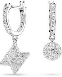 Swarovski - Dextera drop-ohrhänger, asymmetrisches design, rundschliff, stern und kugel - Lyst