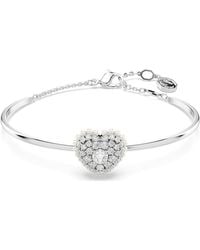 Swarovski - Hyperbola Bangle, Heart, Rhodium Plated - Lyst