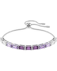 Swarovski - Pulsera matrix, talla baguette, morada, baño de rodio - Lyst