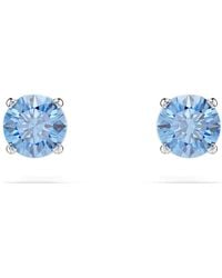 Swarovski - Pendientes de botón stilla attract, talla redonda, blancos, baño de rodio - Lyst