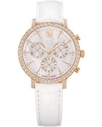Swarovski - Matrix Tennis Chrono Watch, Swiss Made, Leather Strap, Rose Tone, Rose-Tone Finish - Lyst