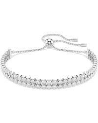 Swarovski - Pulsera tennis matrix, talla redonda, blanca, baño tono oro rosa - Lyst