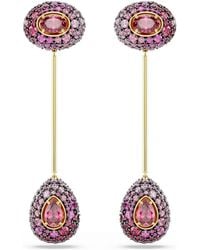 Swarovski - Orecchini Pendenti Sublima, Taglio Pear, Rossi, Finitura Oro 18K - Lyst