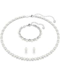 Swarovski - Matrix Set, Crystal Pearl, Round Cut, Rhodium Plated - Lyst