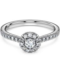 Swarovski - Anillo solitario con halo eternity, diamantes creados en laboratorio (peso total de 0,45 quilate), talla redonda, plata de ley - Lyst