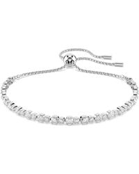Swarovski - Pulsera tennis matrix, talla redonda, blanca, baño tono oro rosa - Lyst