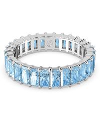Swarovski - Anello matrix, taglio baguette, blu, placcato rodio - Lyst