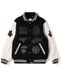 Swarovski - A Bathing Ape Shark Hooded Varsity Jacket, And - Lyst