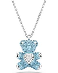 Swarovski - Kristallanhänger Halskette Teddy 5737620 Blau, Rhodiniert (1-tlg) - Lyst