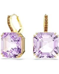 Swarovski - Millenia Drop Earrings, Square Cut, 18K Finish - Lyst