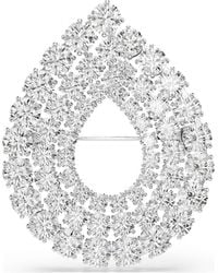 Swarovski - Matrix Brooch, Round Cut, Rhodium Plated - Lyst