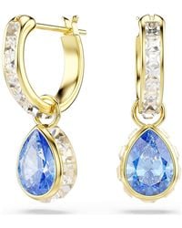 Swarovski - Chroma Drop Earrings, Pear Cut, 18K Finish - Lyst