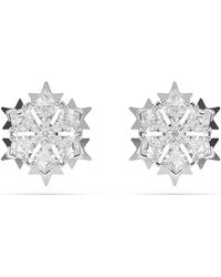 Swarovski - Magic Stud Earrings, Snowflake, Rhodium Plated - Lyst