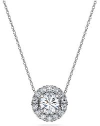Swarovski - Eternity Halo Solitaire Pendant, Lab-Grown Diamonds 1 Ct Tw, Round Shape, 14K - Lyst