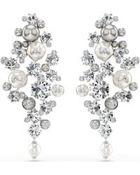 Swarovski - Constella Crystal Pearl Clip Earrings - Lyst