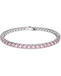 Swarovski - Matrix Tennis Bracelet, Round Cut, Rhodium Plated - Lyst