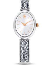 Swarovski - Reloj crystal rock oval, fabricado en suiza, brazalete de metal, blanco, acero inoxidable - Lyst