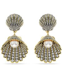 Swarovski - Orecchini a clip idyllia, crystal pearl, conchiglia, bianchi, placcato color oro - Lyst