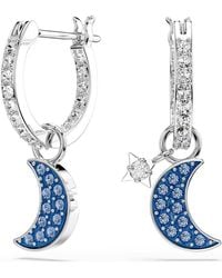 Swarovski - Symbolica Drop Earrings, Round Cut, Moon, Rhodium Plated - Lyst