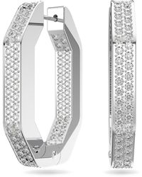 Swarovski - Orecchini a cerchio dextera, forma ottagonale, medi, bianchi, placcato rodio - Lyst