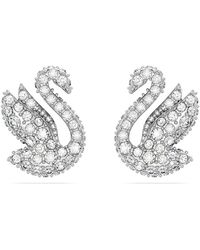 Swarovski - Iconic Swan Stud Earrings - Lyst