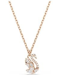 Swarovski - Swan Pendant, Mixed Cuts, Swan, 18K Rose Finish - Lyst