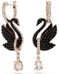 Swarovski - Swan Drop Earrings, Swan, Rose-Tone Plated - Lyst