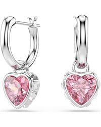 Swarovski - Chroma Drop Earrings, Heart, Rhodium Plated - Lyst