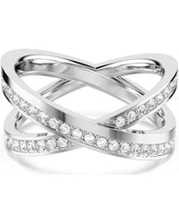 Swarovski - Delta Ring, Round Cut, Rhodium Plated - Lyst