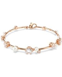 Swarovski - Pulsera tennis constella, crystal pearl, tallas redondas, blanca, baño tono oro rosa - Lyst