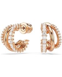 Swarovski - Hyperbola Hoop Earrings, Mixed Cuts, Mini, 18K Rose Finish - Lyst