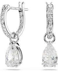 Swarovski - Stilla Drop Earrings, Pear Cut, Round Cut, Rhodium Plated - Lyst