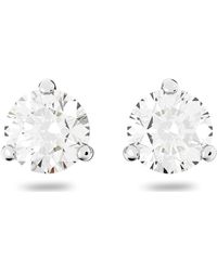 Swarovski - Solitaire Ohrringe, weiss, rhodiniert - Lyst
