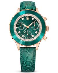 Swarovski - Octea chrono uhr, schweizer produktion, lederarmband - Lyst