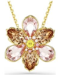 Swarovski - Pendente e spilla idyllia, taglio misto, fiore, multicolore, placcato color oro - Lyst